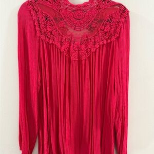 Torrid Vibrant Red Crochet Detail Blouse